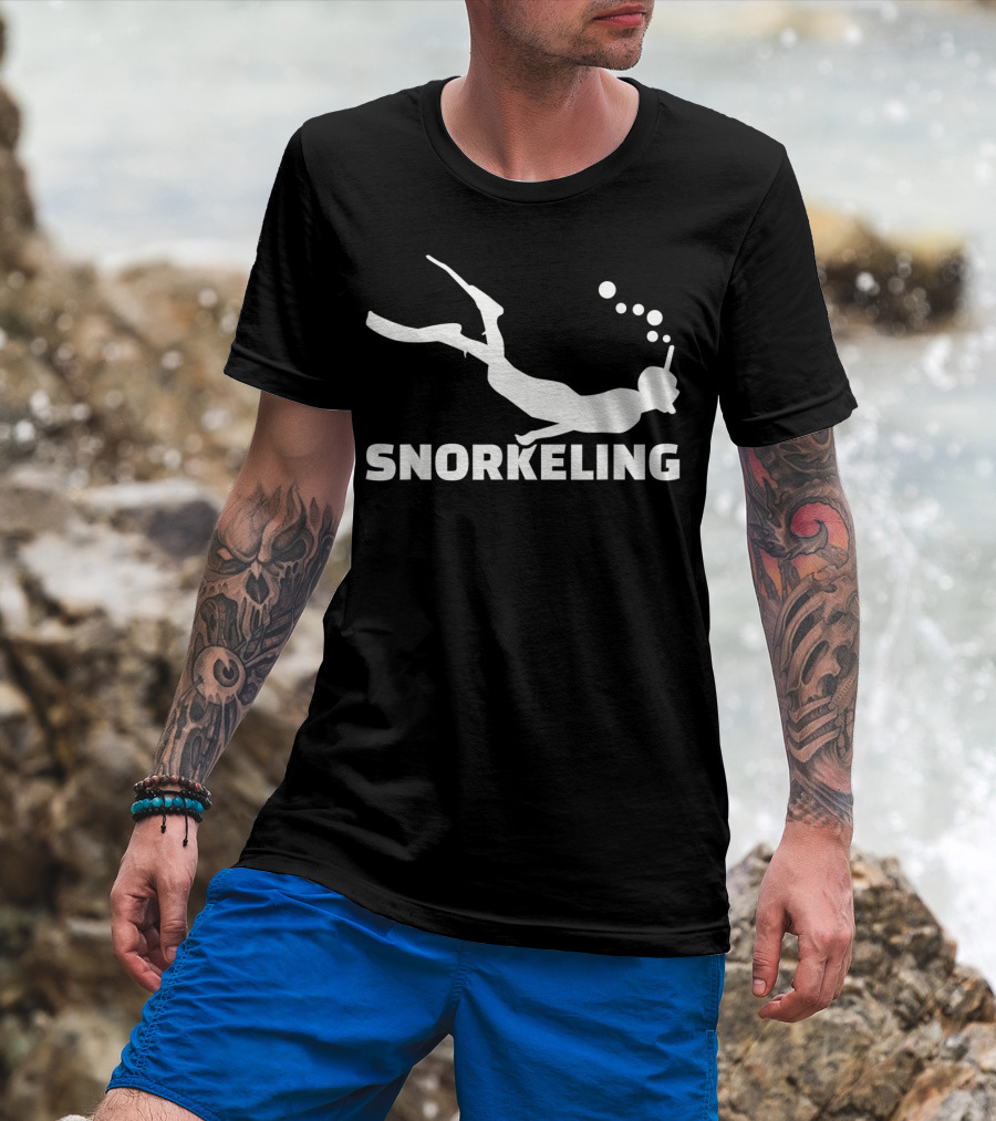 Snorkeling Diver Silhouette With Bubbles T-Shirt