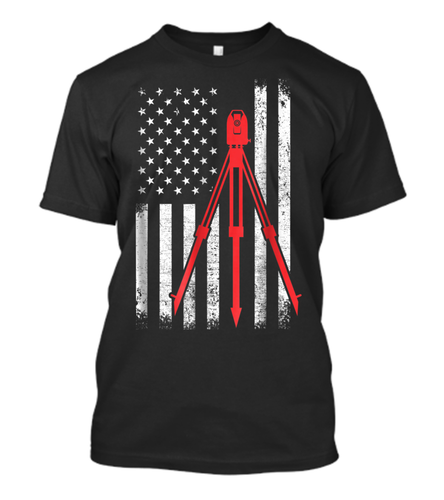 Surveyor Flag USA Surveying Equipment Stars Stripes T-Shirt