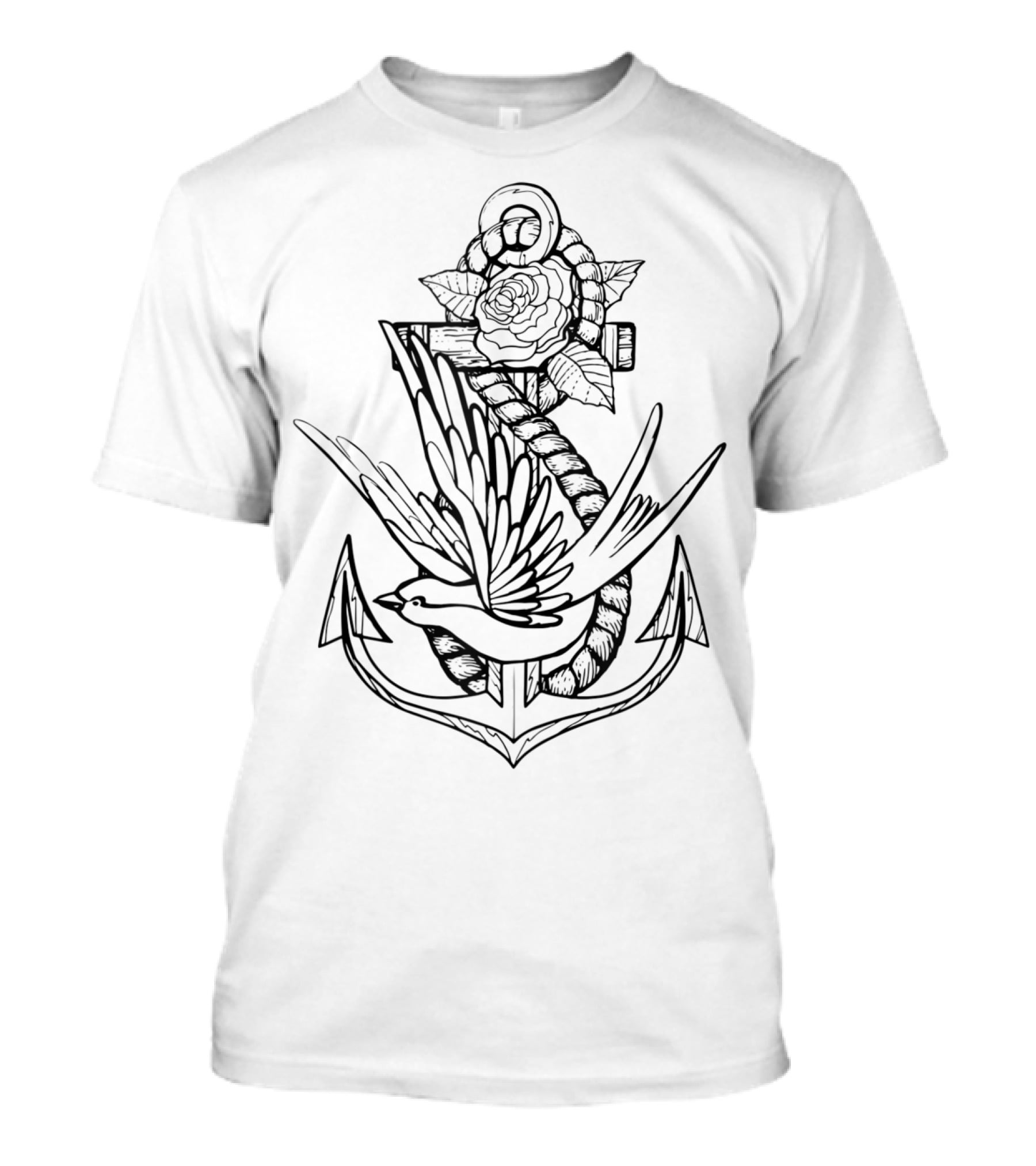 Tattoo Style Anchor Swallow Infinity T-Shirt