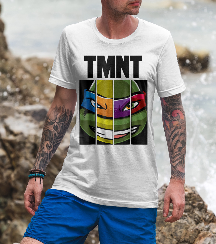 TMNT Turtle Faces Colorful Bandana Mashup T-Shirt