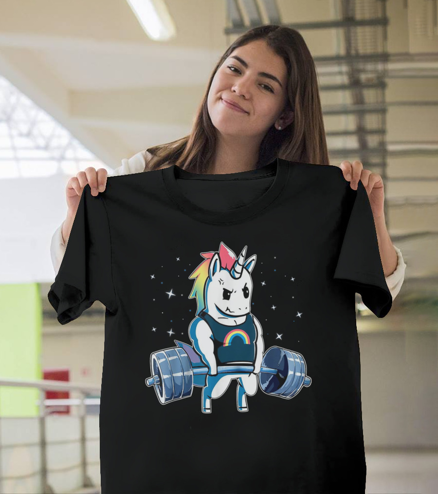 Unicorn Deadlift Powerlifting Rainbow Fitness Gym T-Shirt