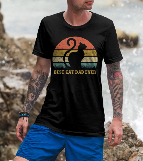 Best Cat Dad Ever Vintage Cat Daddy Father T-Shirt