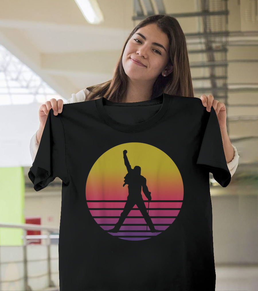 Vintage Freddie Mercury Silhouette Music Icon Sunset T-Shirt