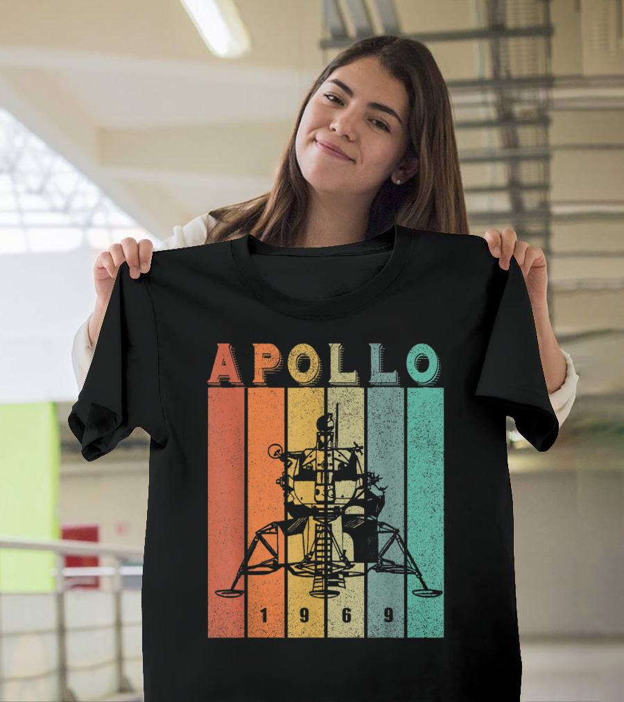 Apollo 1969 Lunar Module Vintage Retro Stripes T-Shirt