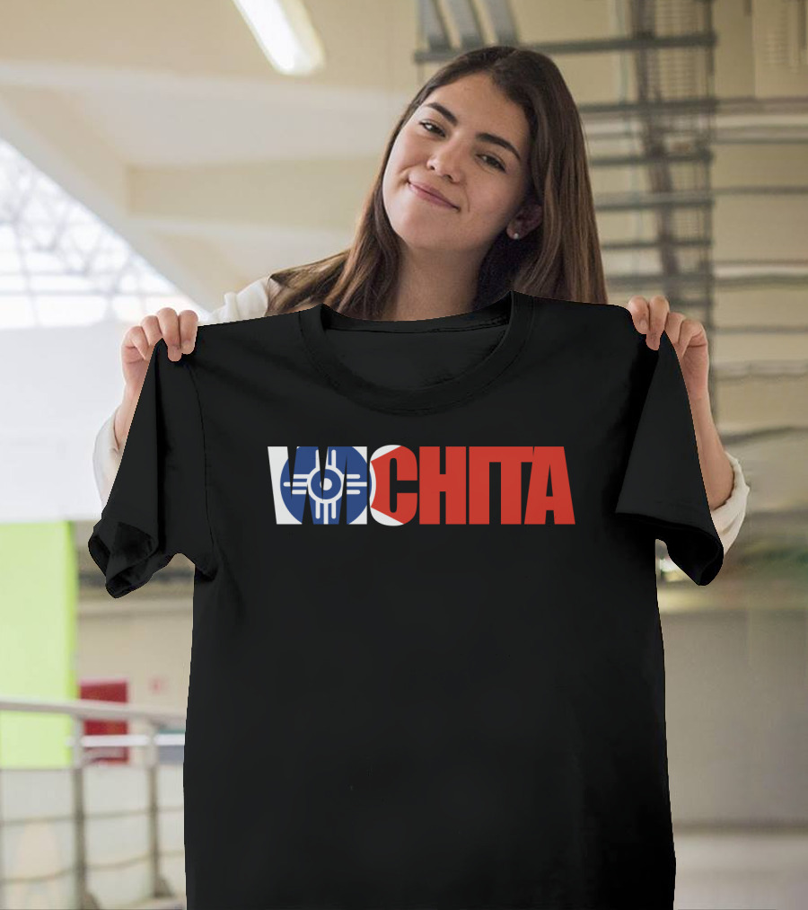 Wichita Kansas Flag Typography T-Shirt