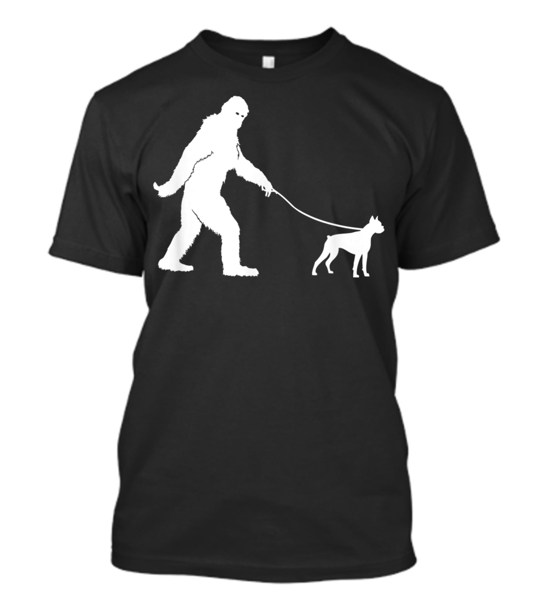 Bigfoot Sasquatch Walking Boxer Dog Lovers T-Shirt