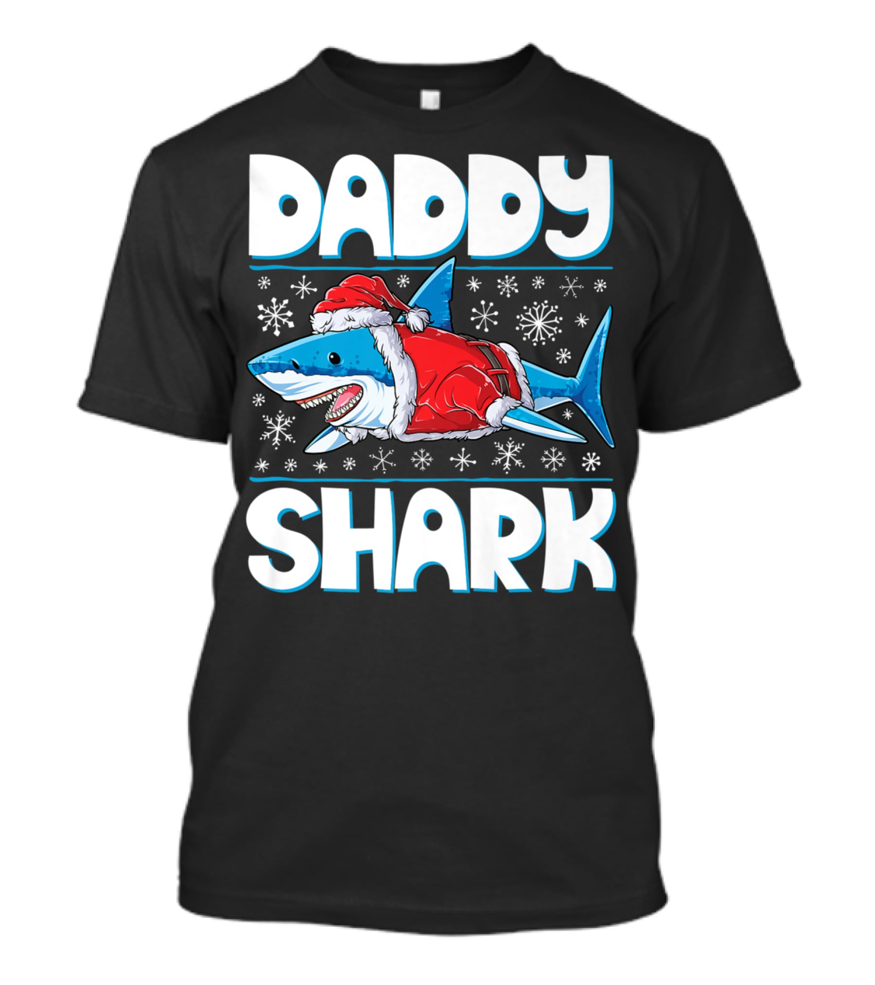Daddy Shark Santa Christmas Snowflakes T-Shirt