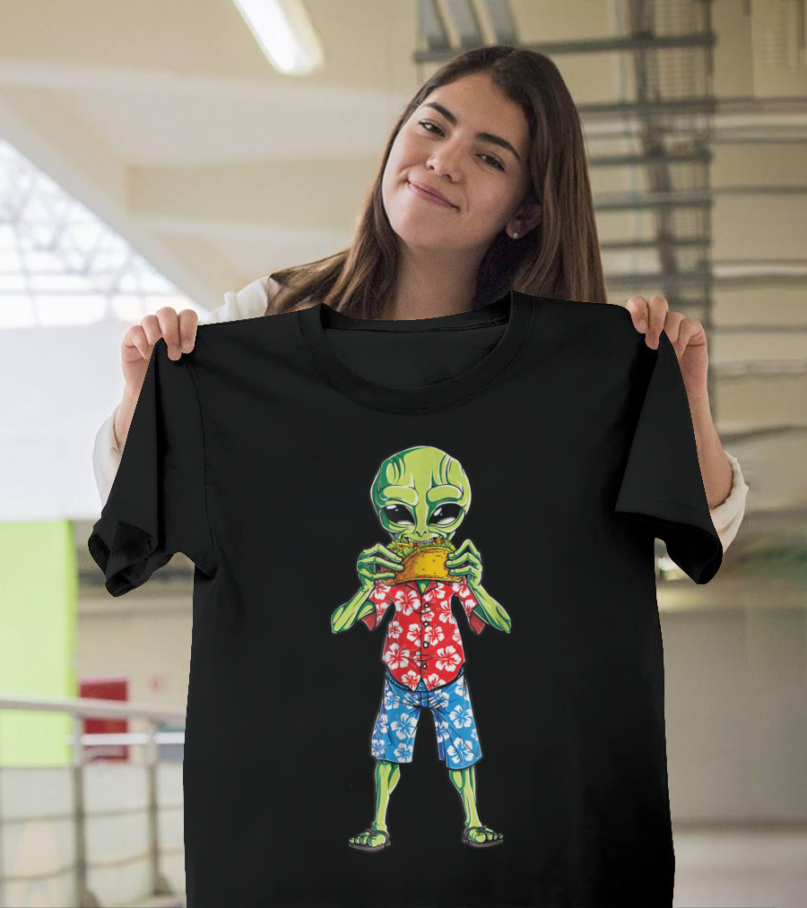 Alien Taco Hawaiian Style With 70s California Vibe T-Shirt