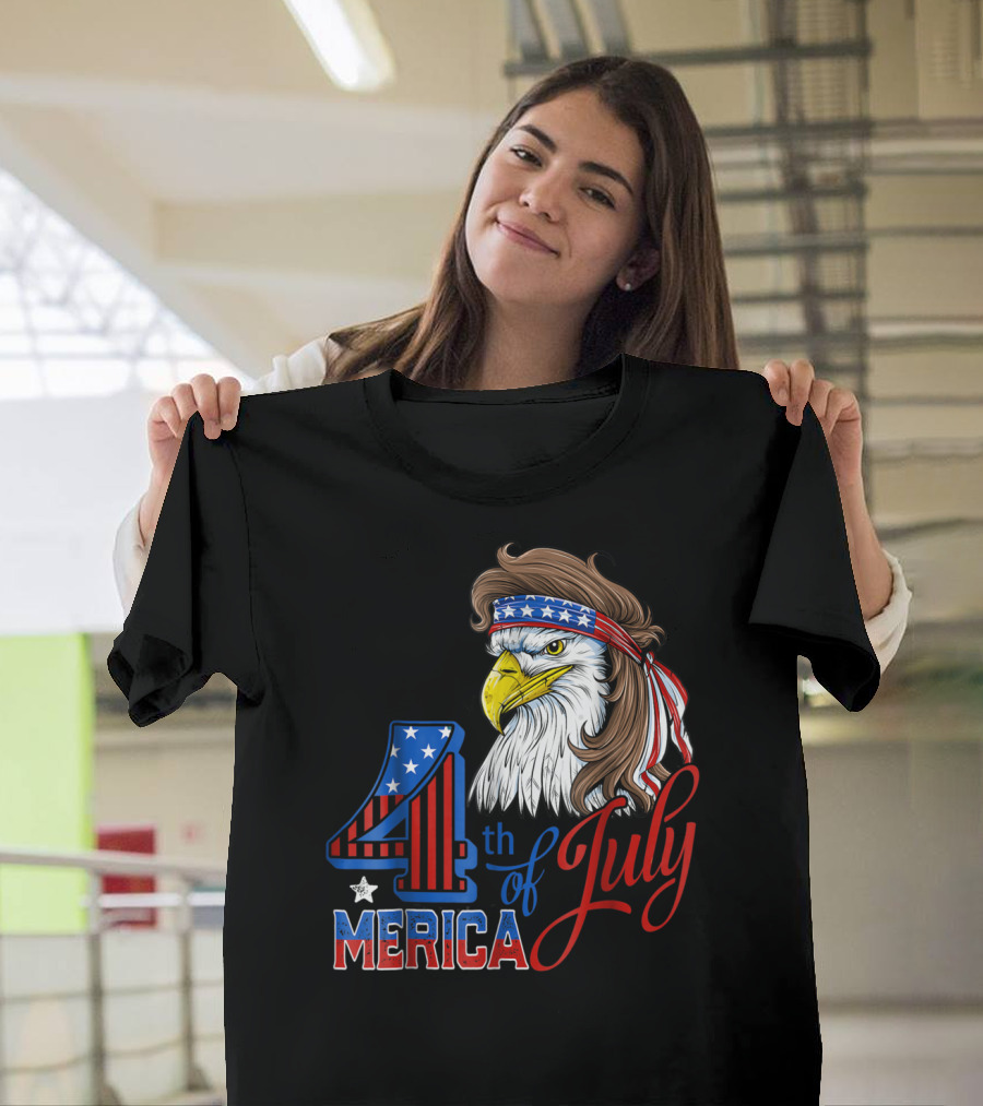 4th of July Merica American Eagle Mullet T-Shirt