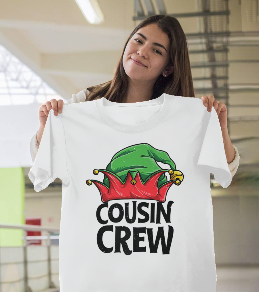 Cousin Crew Elf Jester Hat Green Red Christmas T-Shirt