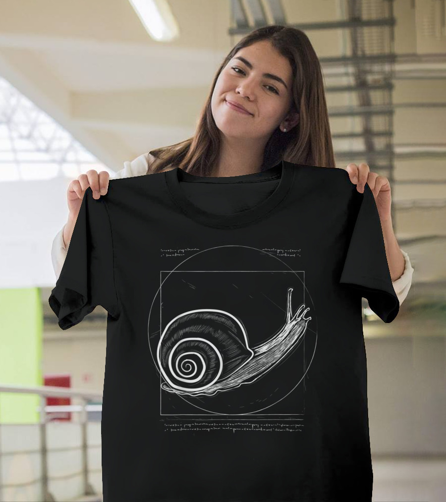 Vitruvian Snail Shell Slug Leonardo Inspired Diagram T-Shirt