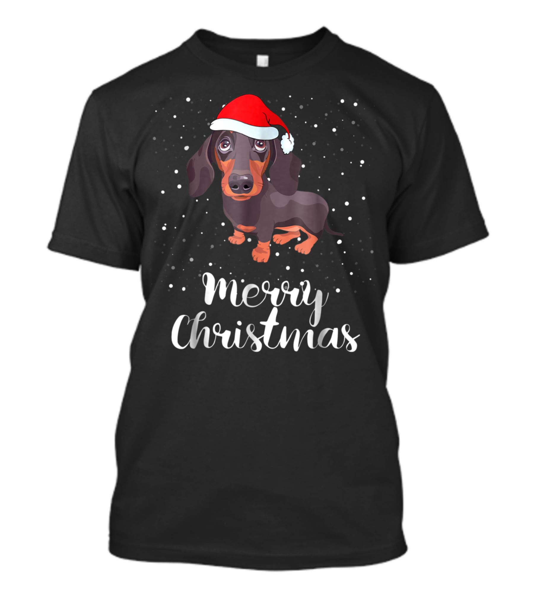 Merry Christmas Dachshund Santa Hat Family Matching Group T-Shirt