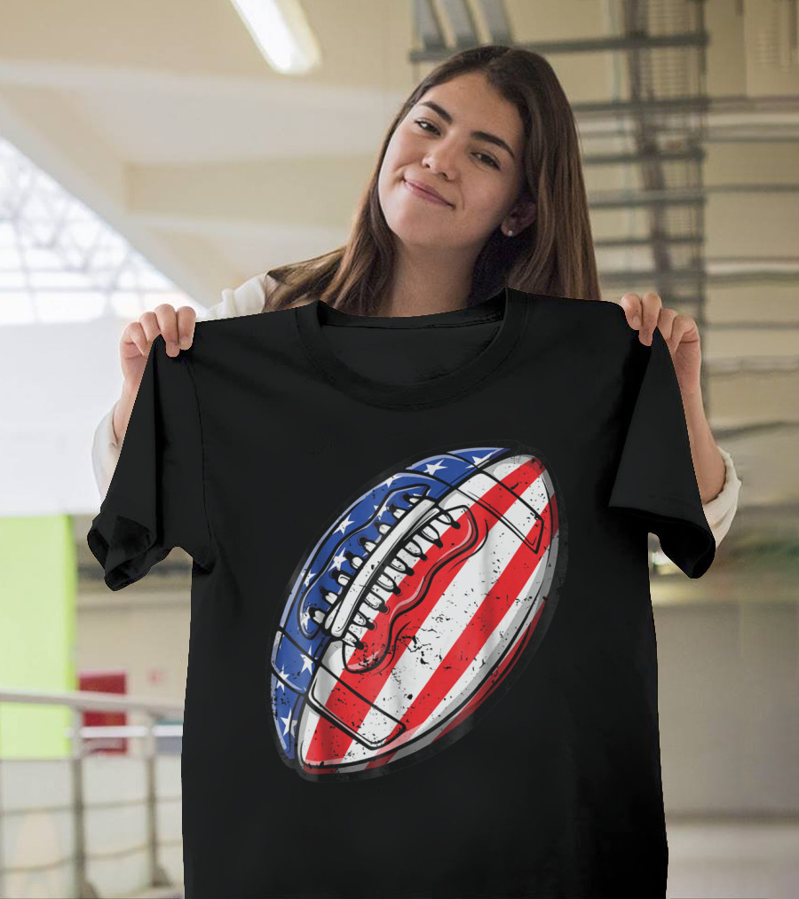 American Flag Football Fourth Of July T-Shirt