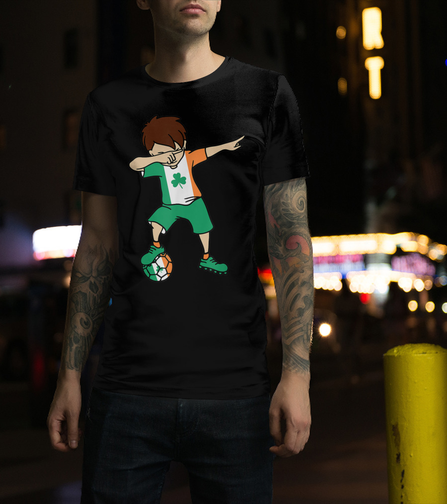 Dabbing Irish Soccer Clover Saint Patrick's Day T-Shirt