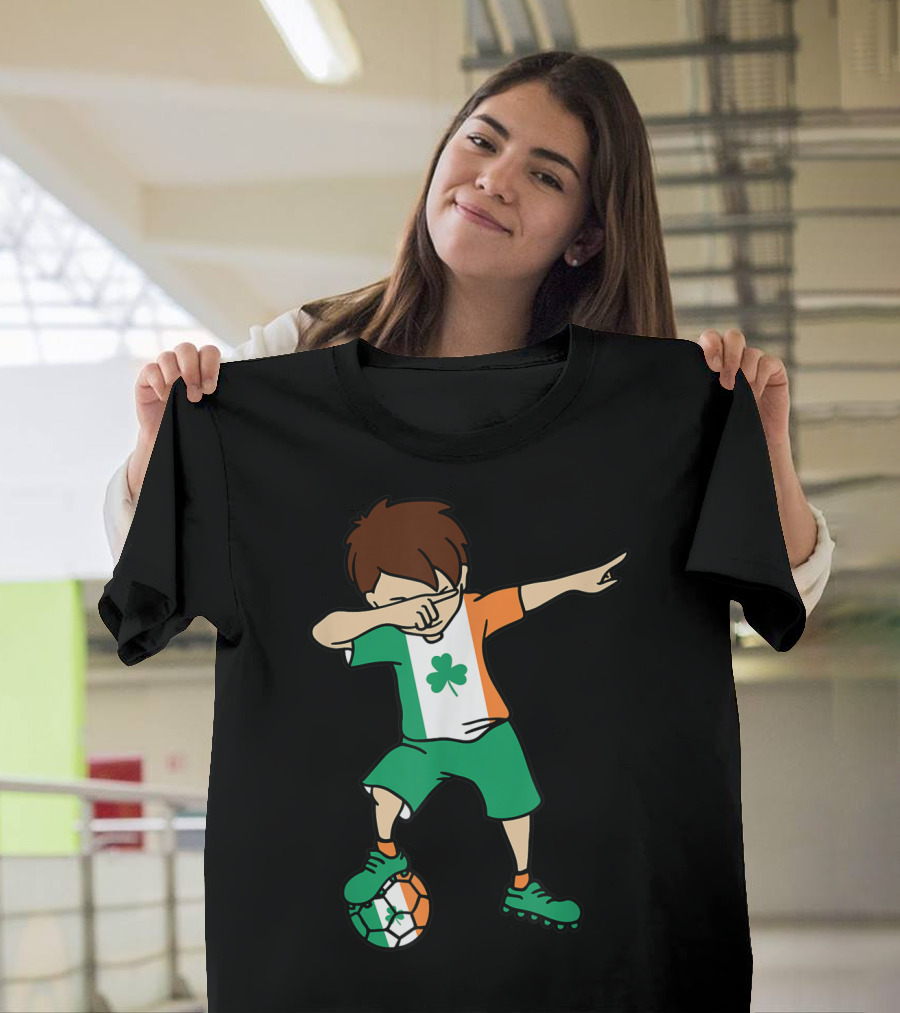 Dabbing Irish Soccer Clover Saint Patrick's Day T-Shirt