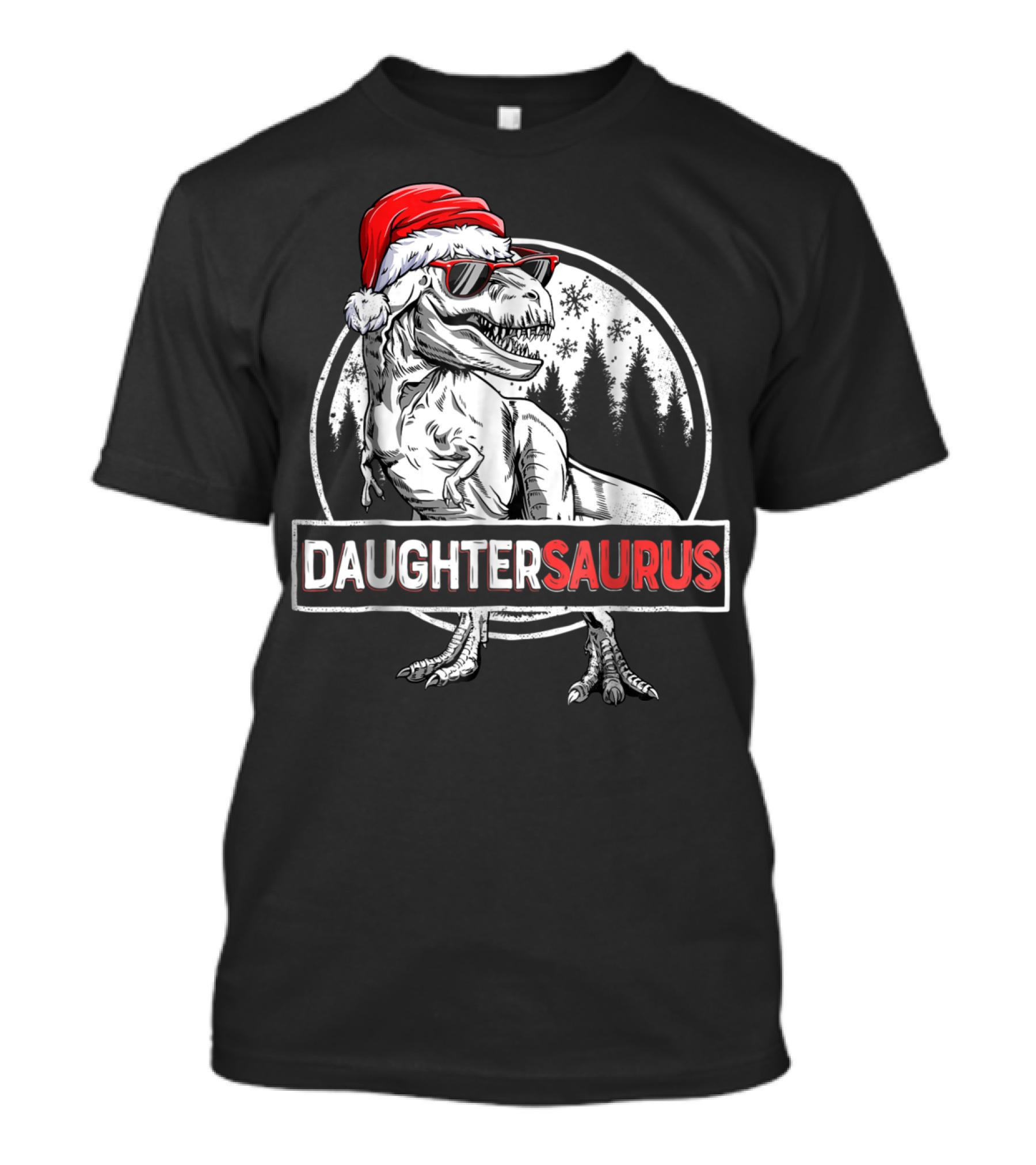 Daughtersaurus Christmas Santa Hat Dinosaur T-Shirt