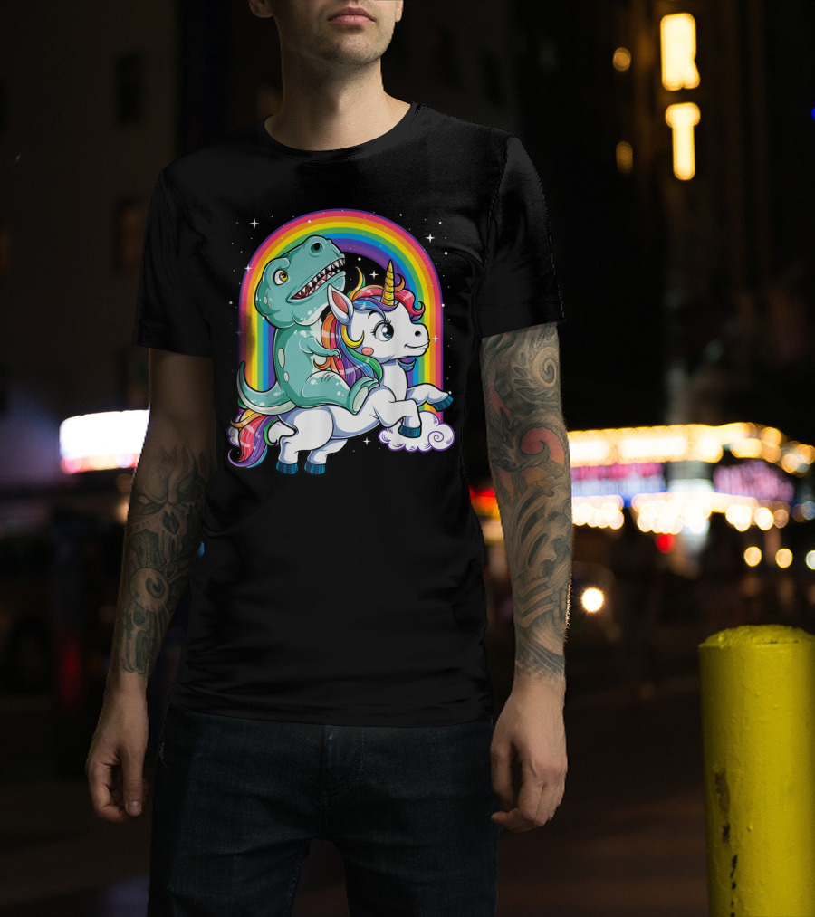 Dinosaur Unicorn Rainbow Fantasy Adventure Party T-Shirt