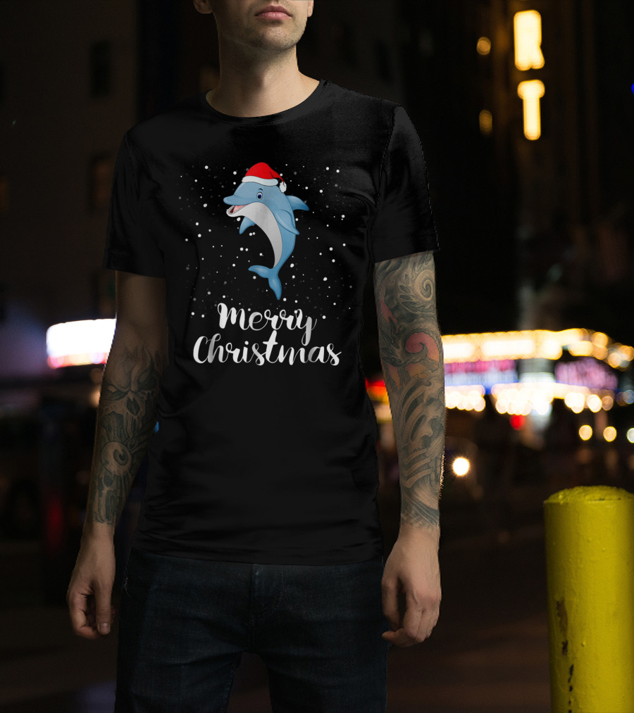 Merry Christmas Dolphin Family Group Matching Holiday T-Shirt
