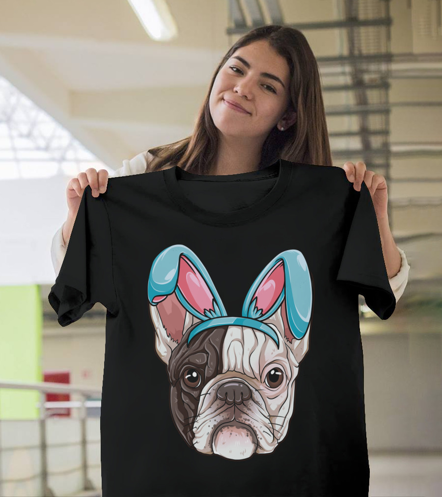 Easter Bunny Ears On French Bulldog Dog Boys Girl T-Shirt