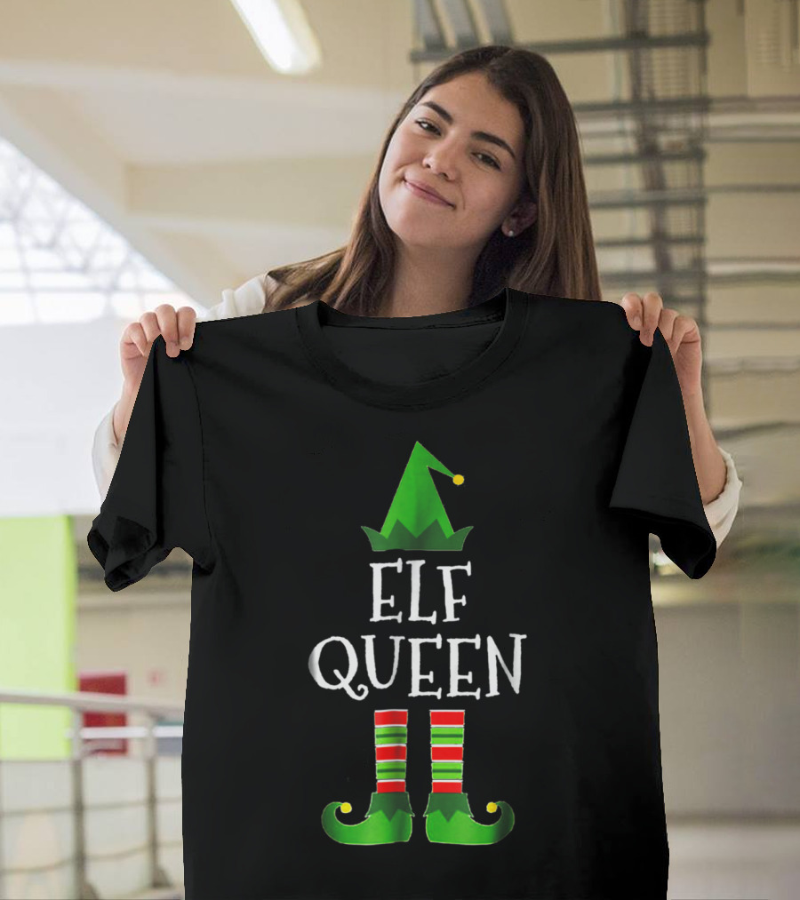 Elf Queen Family Group Christmas Matching T-Shirt