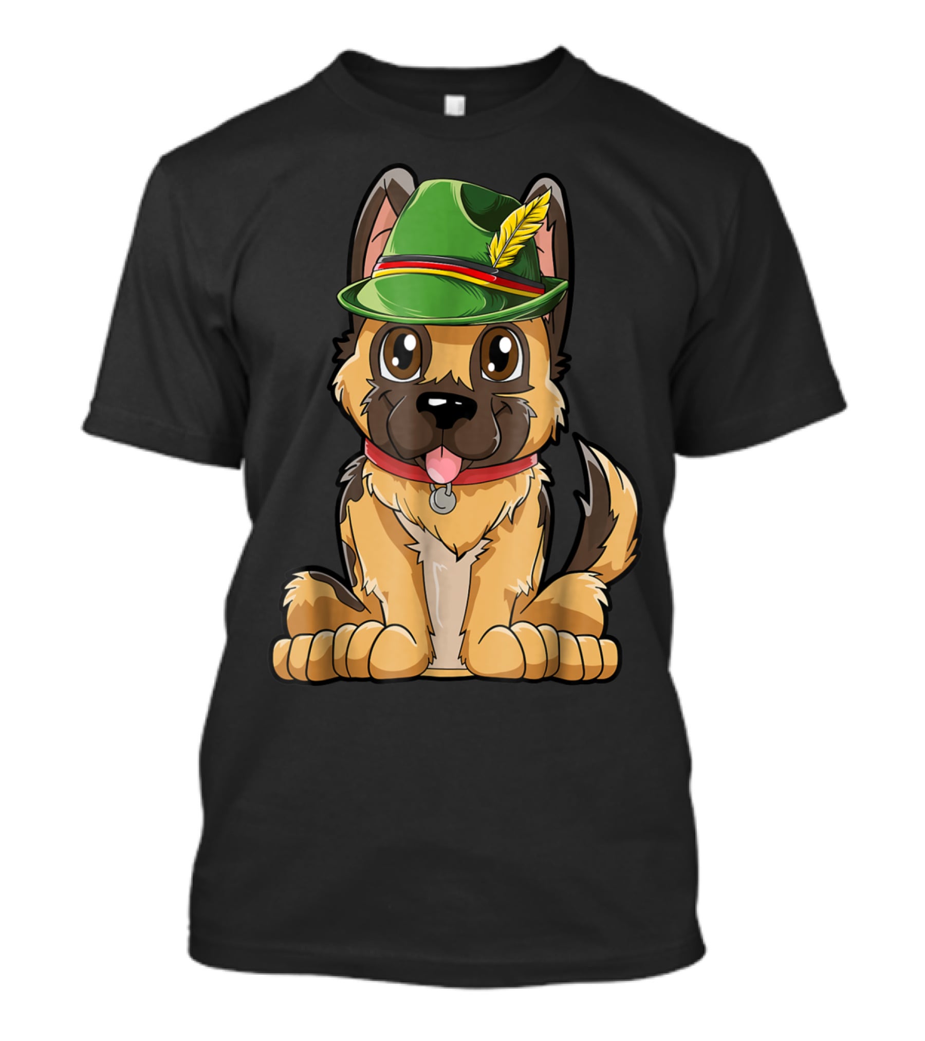 Cute German Shepherd Dog With Oktoberfest Hat Boys Lederhosen T-Shirt