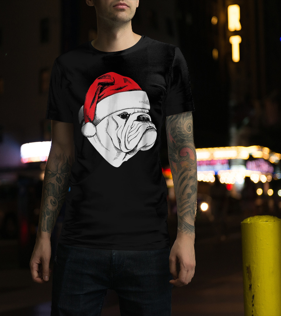 English Bulldog Santa Christmas T-Shirt