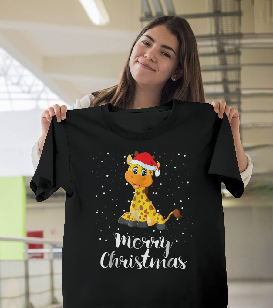 Merry Christmas Giraffe Family Group Matching T-Shirt