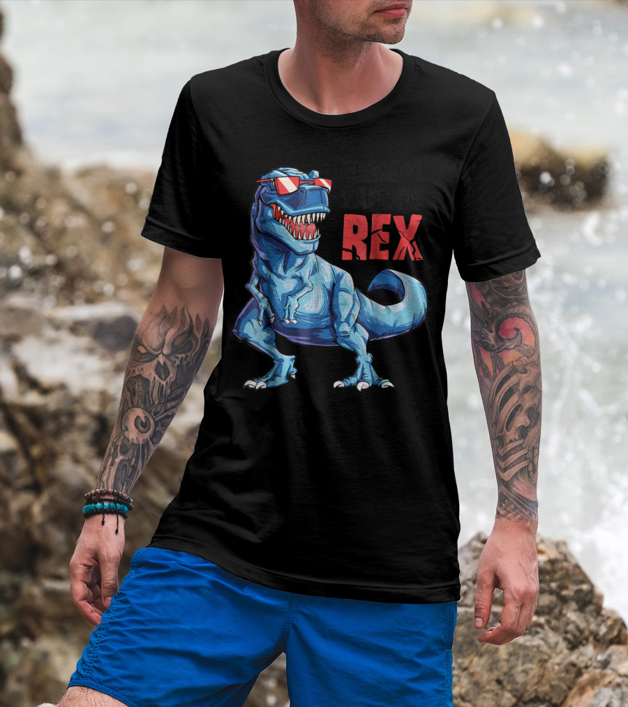 Grandpasaurus Rex Grandpa Saurus Dinosaur With Cool Glasses T-Shirt