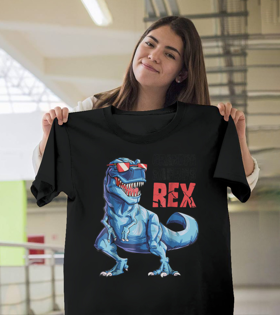 Grandpasaurus Rex Grandpa Saurus Dinosaur With Cool Glasses T-Shirt
