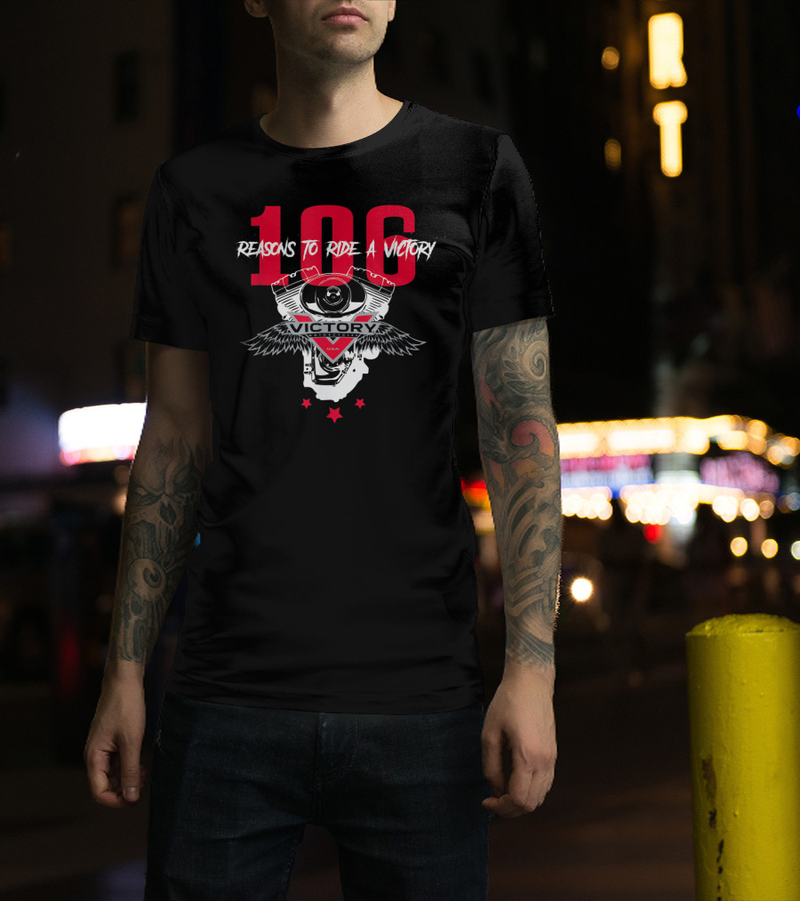 106 Reasons To Ride A Victory Engine Winged Stars USA T-Shirt