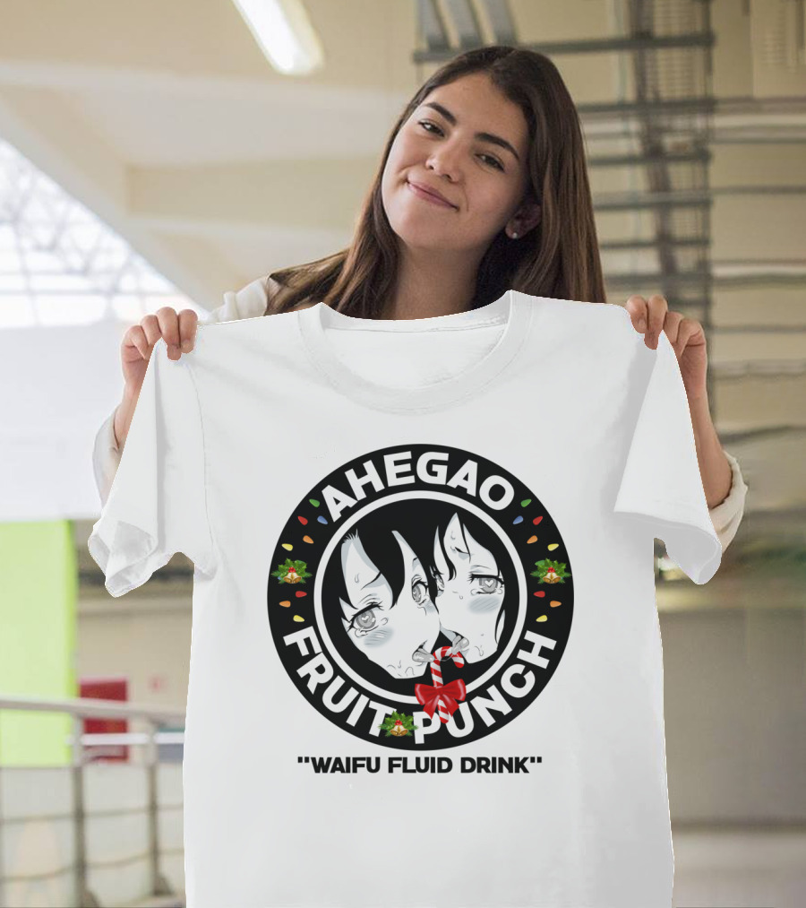 Ahegao Fruit Punch Waifu Fluid Drink Merry Christmas Lewd Anime T-Shirt