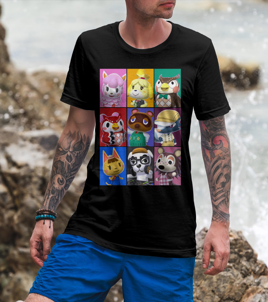 Animal Crossing Character Grid Featuring Isabelle And Tom Nook T-Shirt