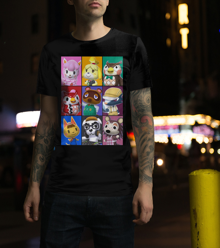 Animal Crossing Character Grid Featuring Isabelle And Tom Nook T-Shirt