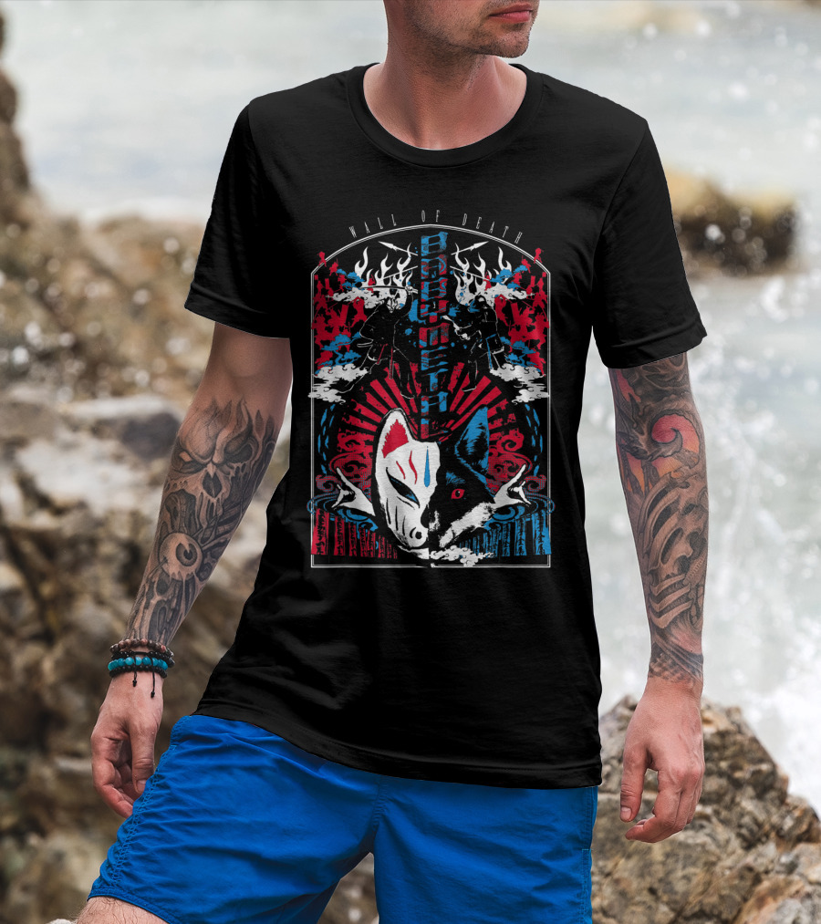Babymetalfcus Wall Of Death Katana Mask Warriors Flames Red Blue Japan T-Shirt