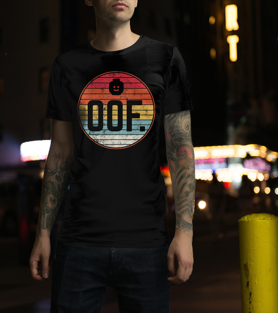 Big Oof Gaming Funny Dank Noob Gamer Retro OOF With Blockhead T-Shirt