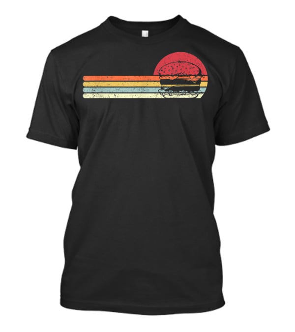 Burger Style Cheeseburger Retro Sunset Lines T-Shirt