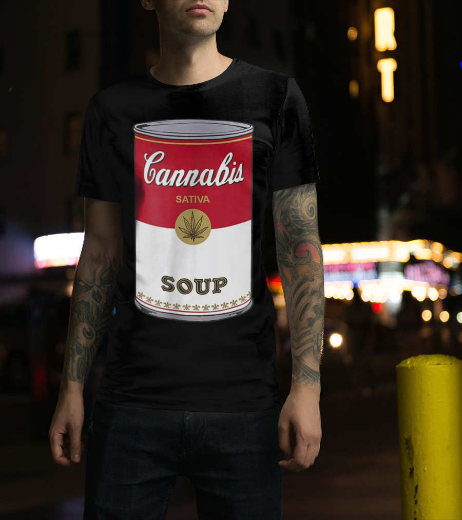Cannabis Sativa Soup Can With Red And White T-Shirt