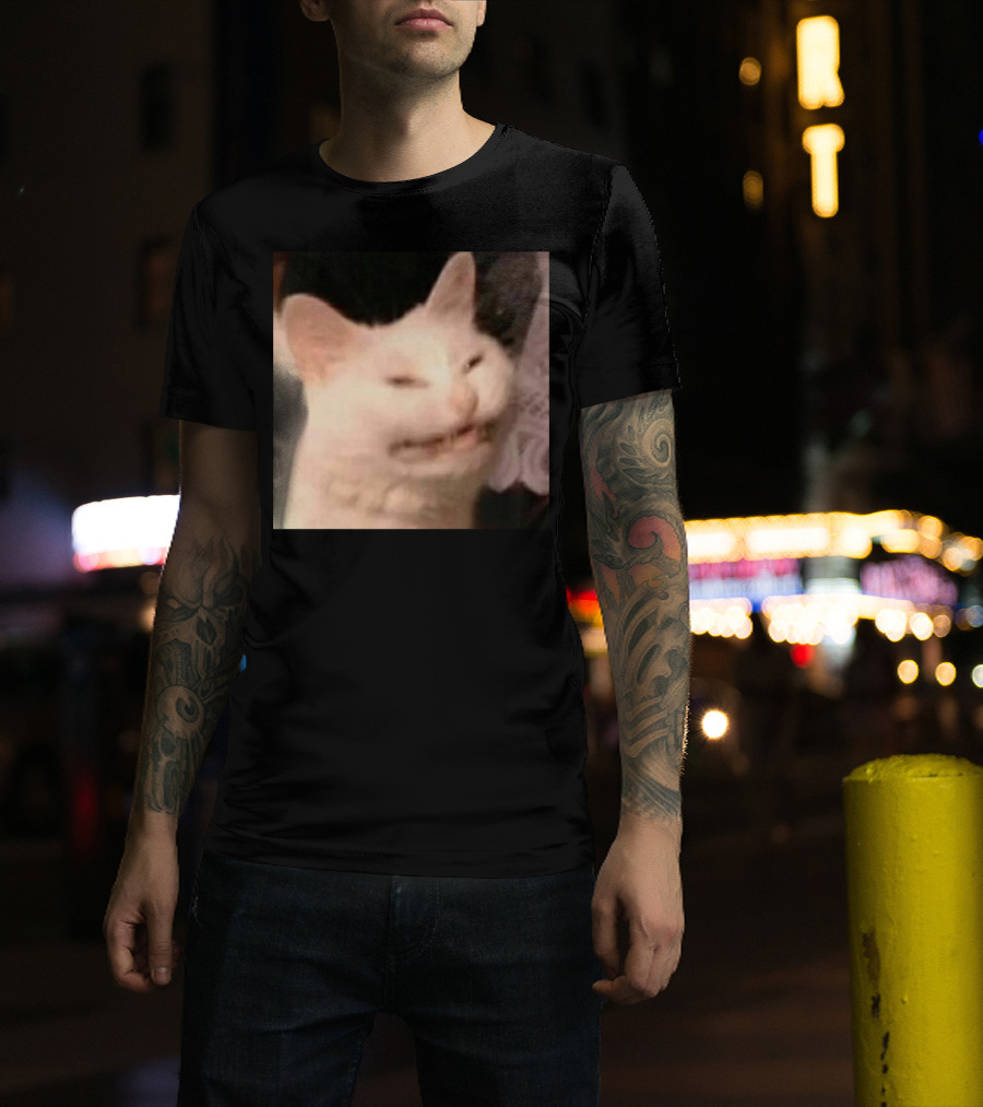 Confused Laughing Cat Meme Expression T-Shirt