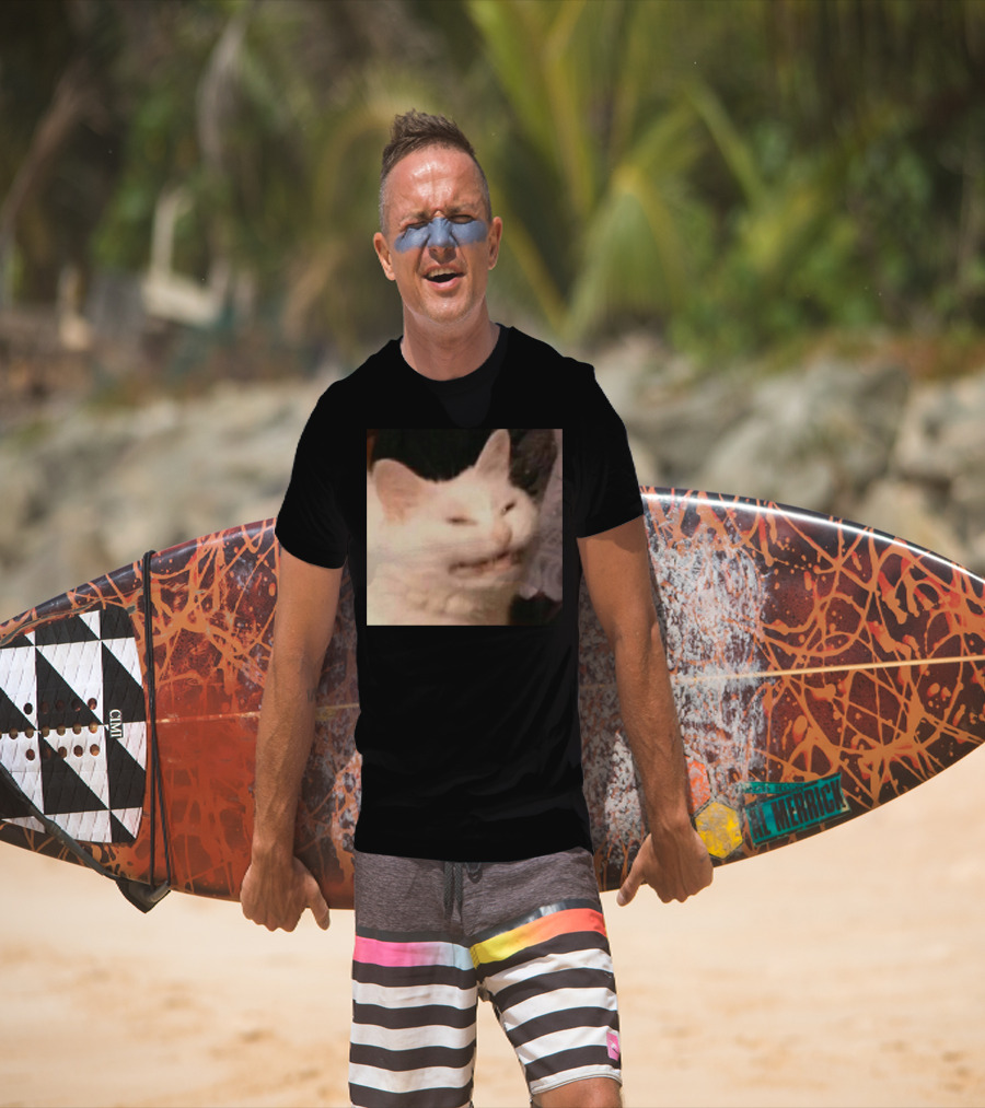 Confused Laughing Cat Meme Expression T-Shirt