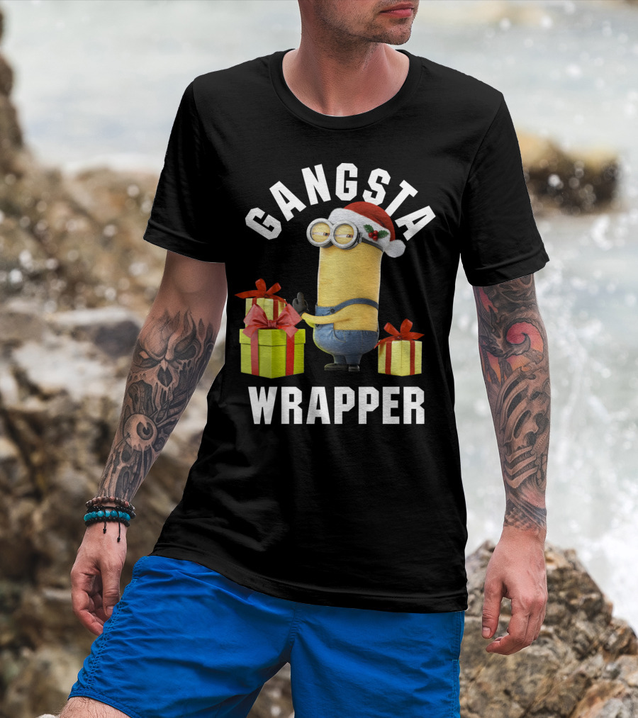 Despicable Me Minions Gangsta Wrapper Santa Holiday T-Shirt