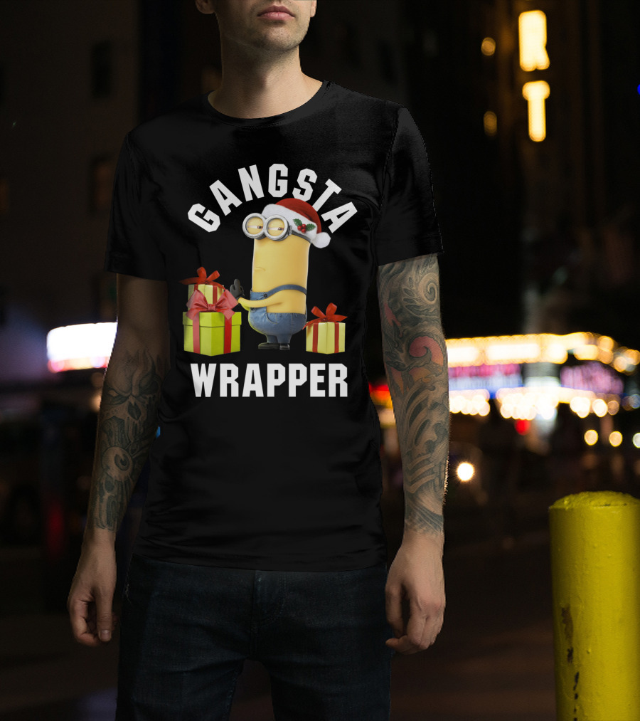 Despicable Me Minions Gangsta Wrapper Santa Holiday T-Shirt