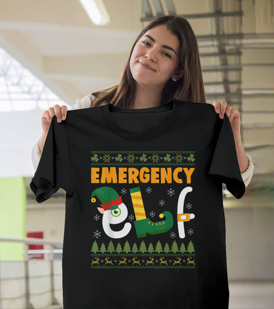 Emergency Elf Christmas Sweater with Festive T-Shirt