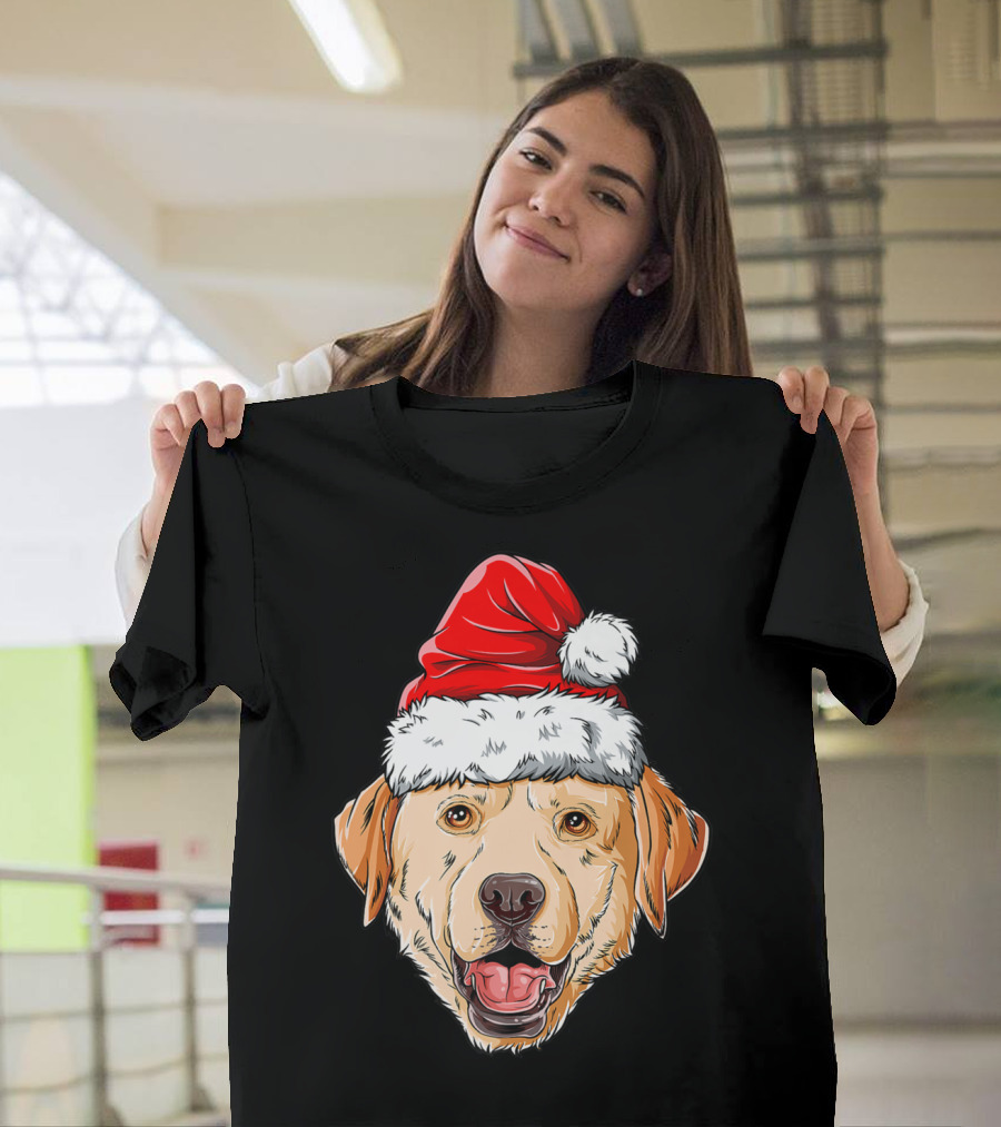 Labrador Santa Christmas Dog Wearing Festive Hat T-Shirt