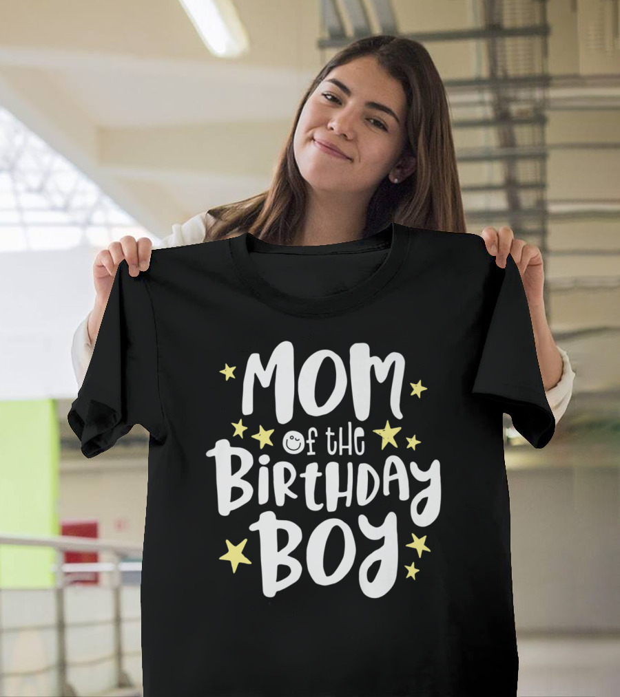 Mom Of The Birthday Boy With Stars Mother's Day Mama Celebrations T-Shirt