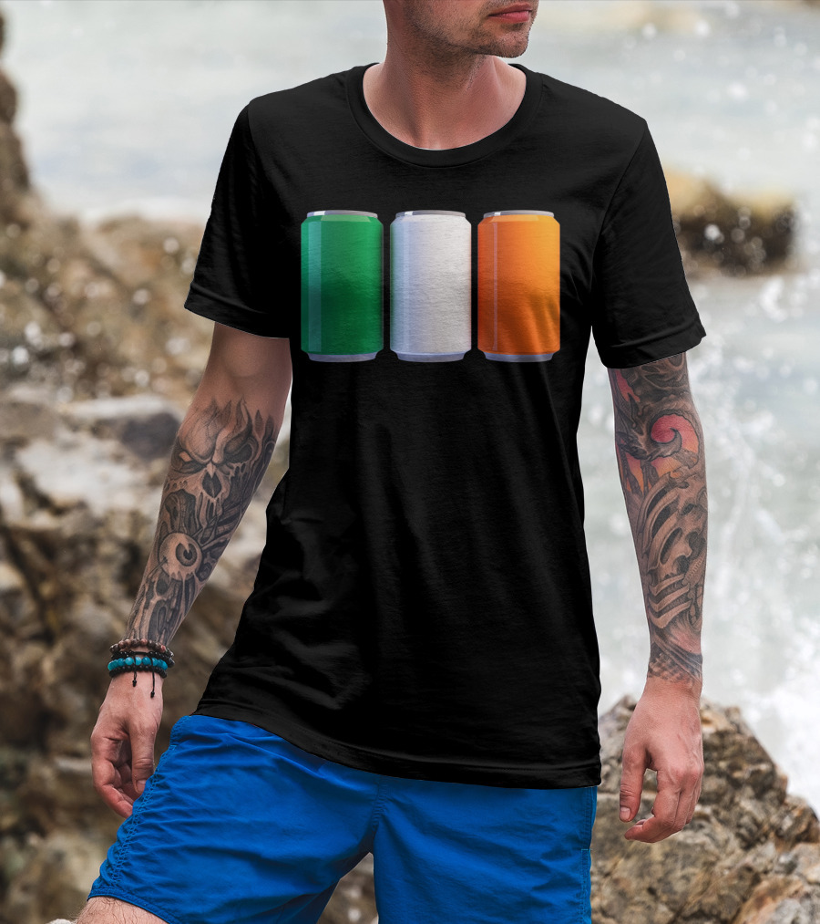 Irish Flag Beer Cans St Patrick's Day Ireland T-Shirt