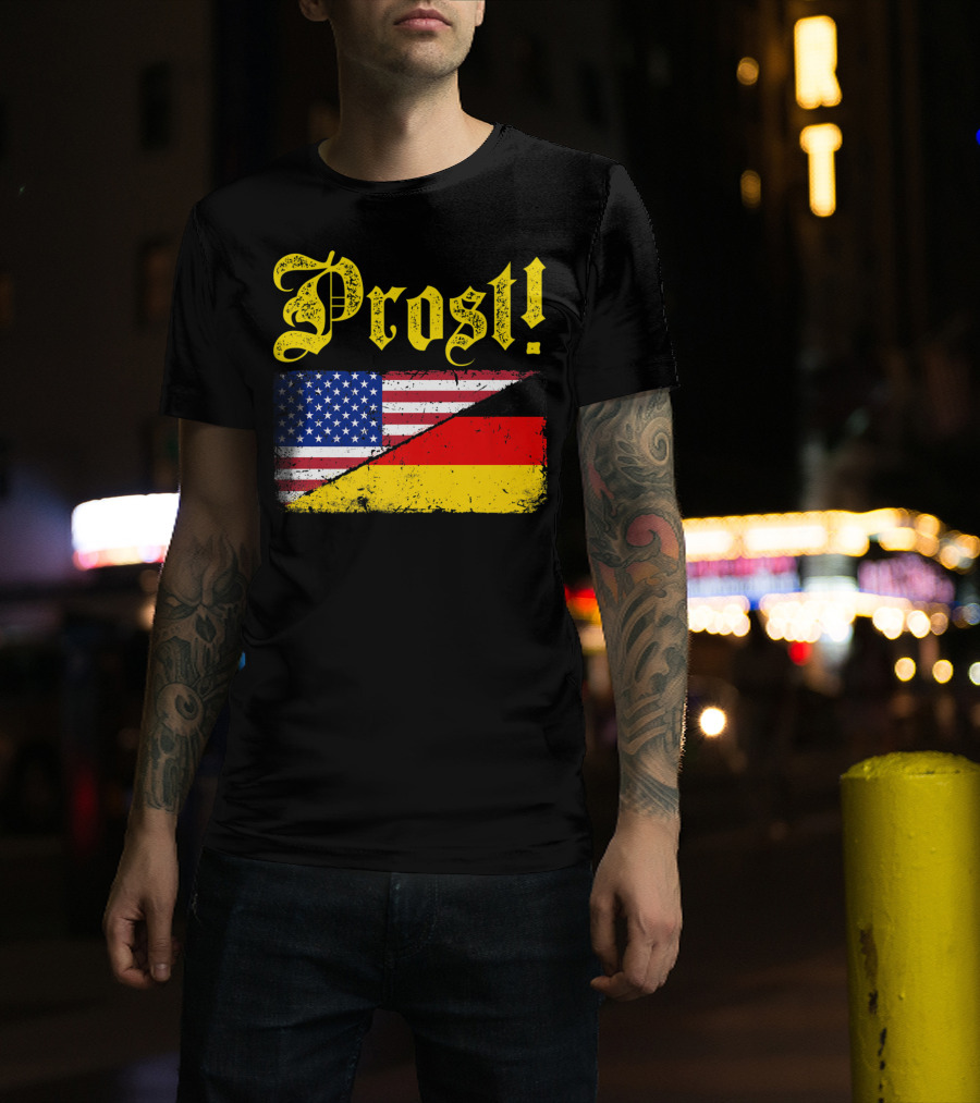 Prost German American Flag Oktoberfest T-Shirt