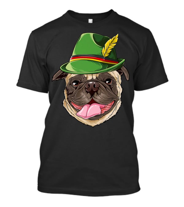 Pug Oktoberfest Pugtoberfest Boys Lederhosen Hat T-Shirt