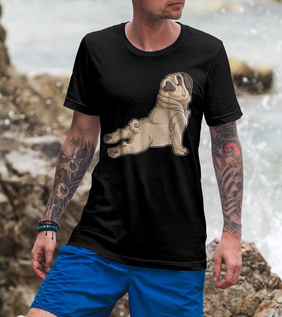 Pug Yoga Pose For Dog Lovers Puppy Funny T-Shirt