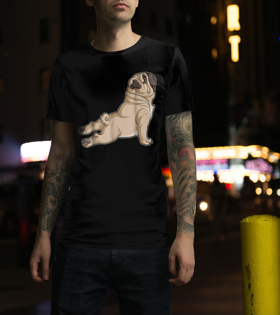 Pug Yoga Pose For Dog Lovers Puppy Funny T-Shirt