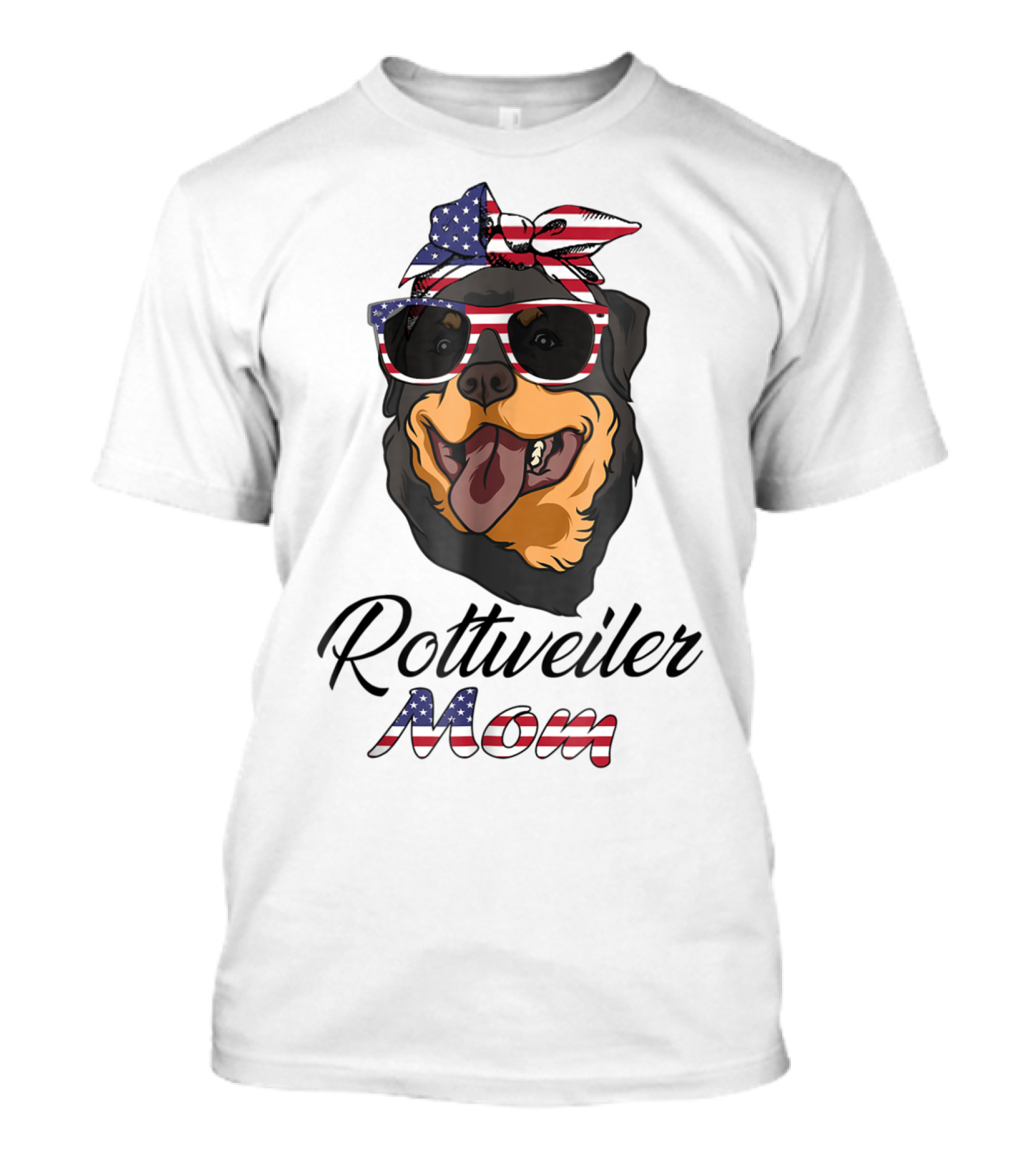 Rottweiler Mom Bandana Glasses American Flag T-Shirt